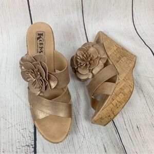Korks Kork-Ease Holly Floral Cork Wedges Bronze 11